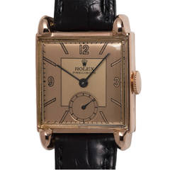 Vintage Rolex Rose Gold Square Dress Wristwatch