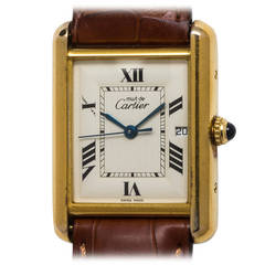 Cartier Man's Vermeil Tank Louis Must de Cartier Wristwatch circa 2000s
