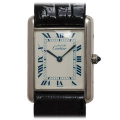 Cartier Man's Sterling Silver Tank Louis Must de Cartier Wristwatch circa 1990s