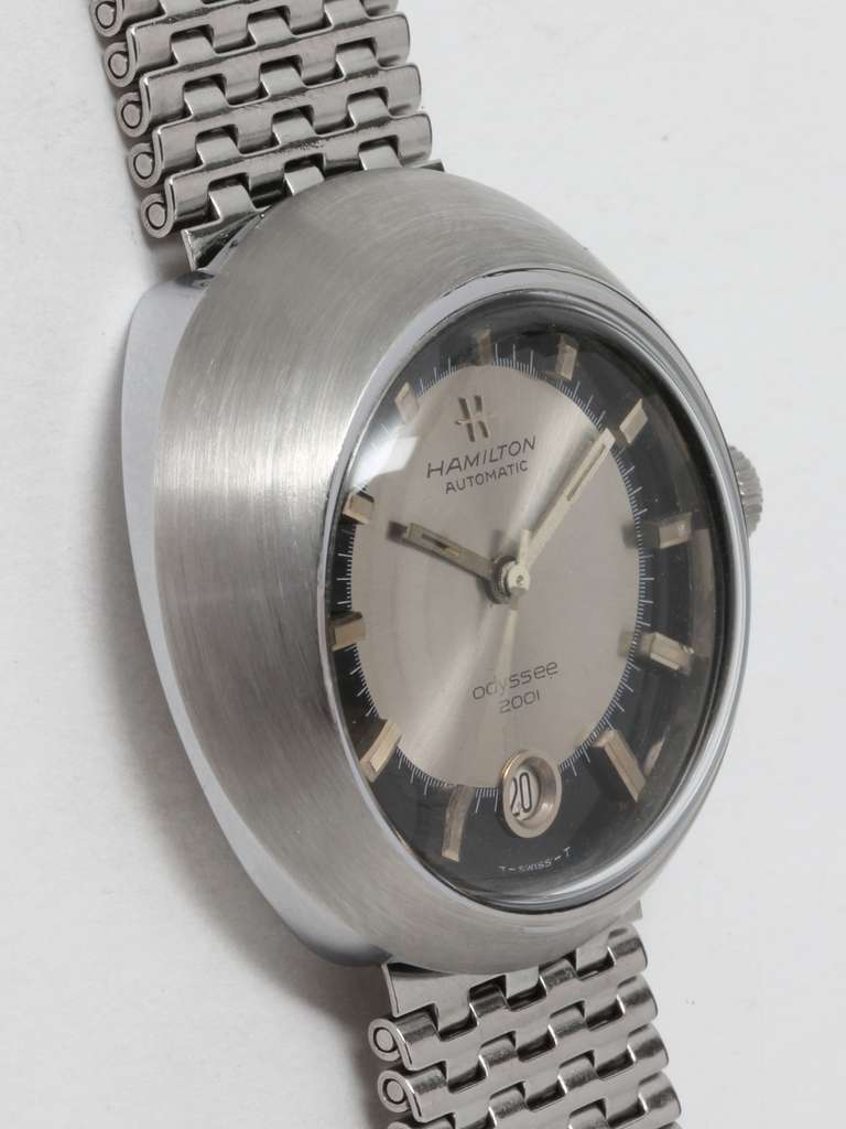 Rare Hamilton stainless steel Odyssee 2001 wristwatch, circa 1969. A futuristic volcano-shaped case developed by Hamilton after the release of the popular Stanley Kubrick film 