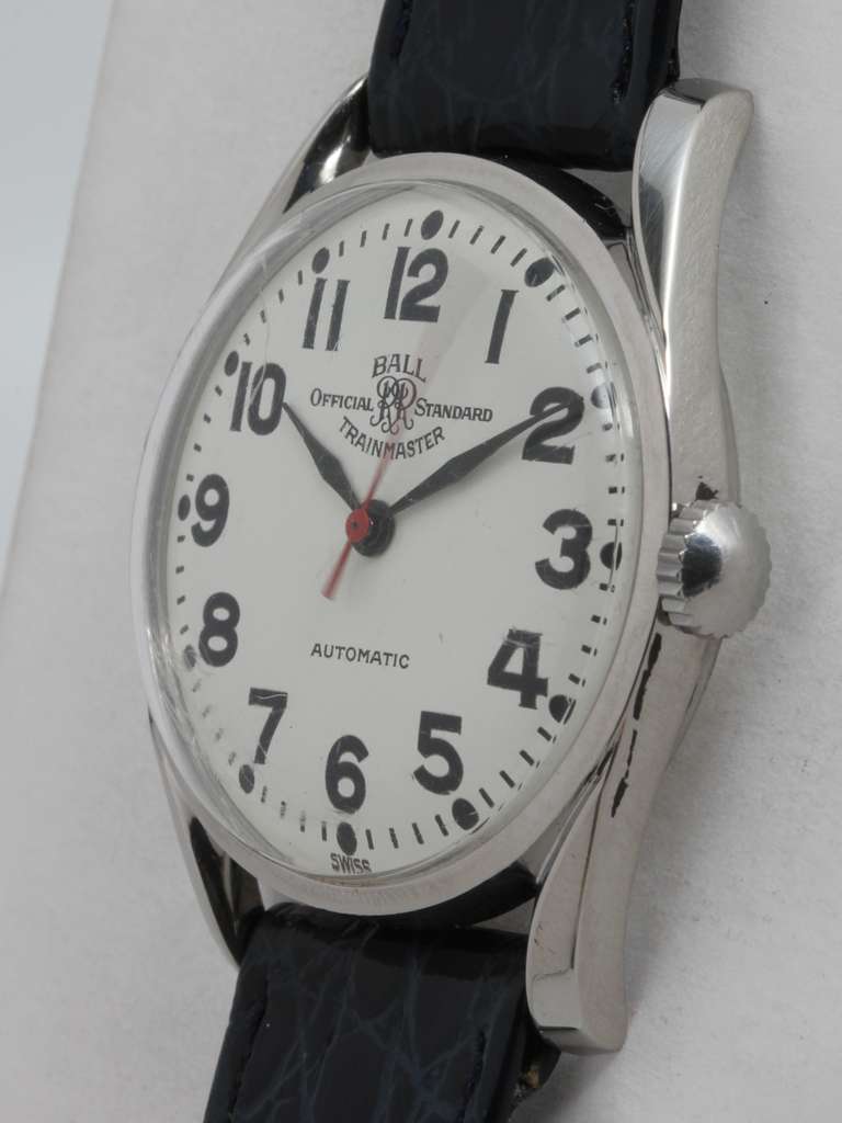 Ball Stainless Steel Automatic Wristwatch circa 1950s In Excellent Condition In West Hollywood, CA