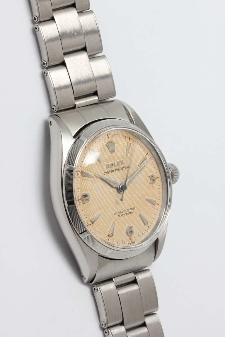 Rolex Stainless Steel Oyster Perpetual Wristwatch circa 1955 In Excellent Condition In West Hollywood, CA