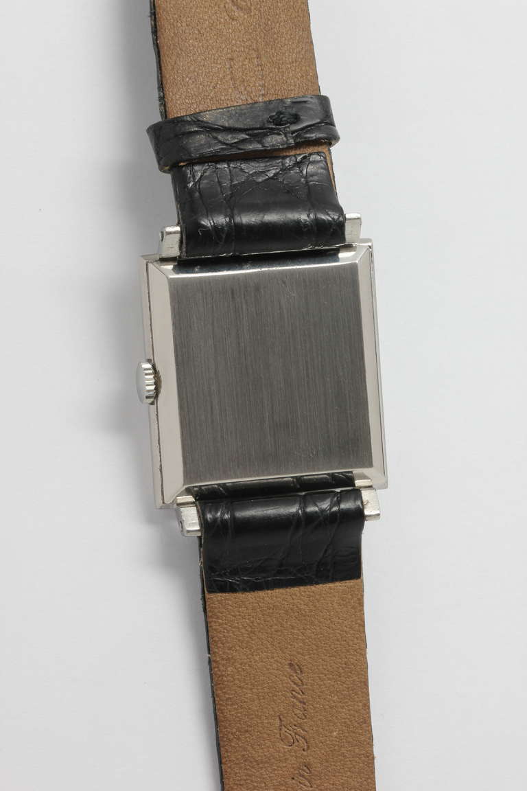 Omega Stainless Steel Square Wristwatch circa 1940s 1