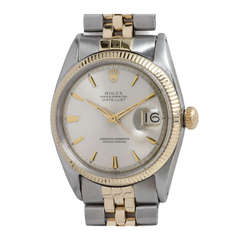 Vintage Rolex Stainless Steel and Yellow Gold Datejust Wristwatch circa 1960