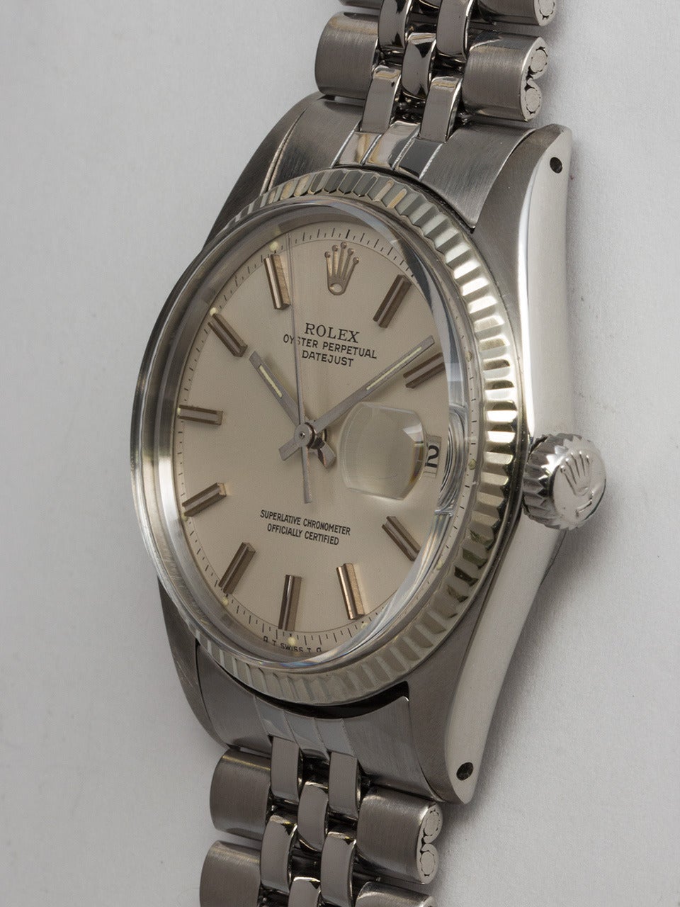 Rolex Stainless Steel Datejust Wristwatch Ref 1601 In Excellent Condition In West Hollywood, CA