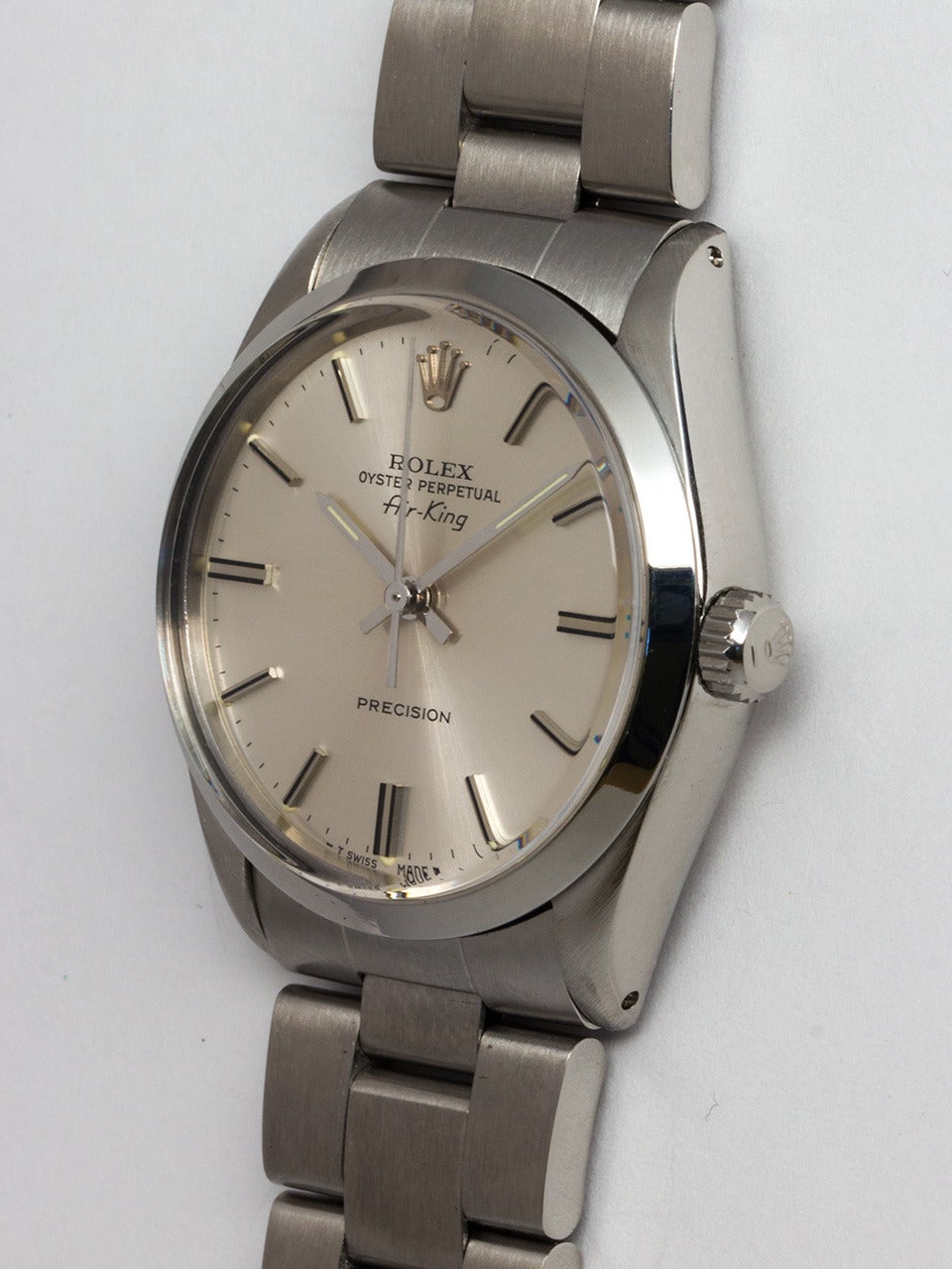 Rolex Stainless Steel Oyster Perpetual Airking Wristwatch Ref 5500 In Excellent Condition In West Hollywood, CA