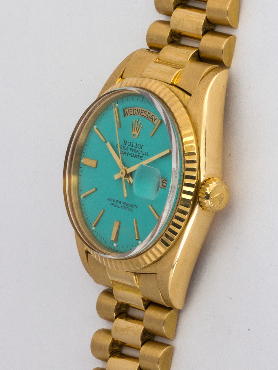 Rolex Yellow Gold Day-Date President Custom Dial Wristwatch Ref 1803 In Good Condition In West Hollywood, CA