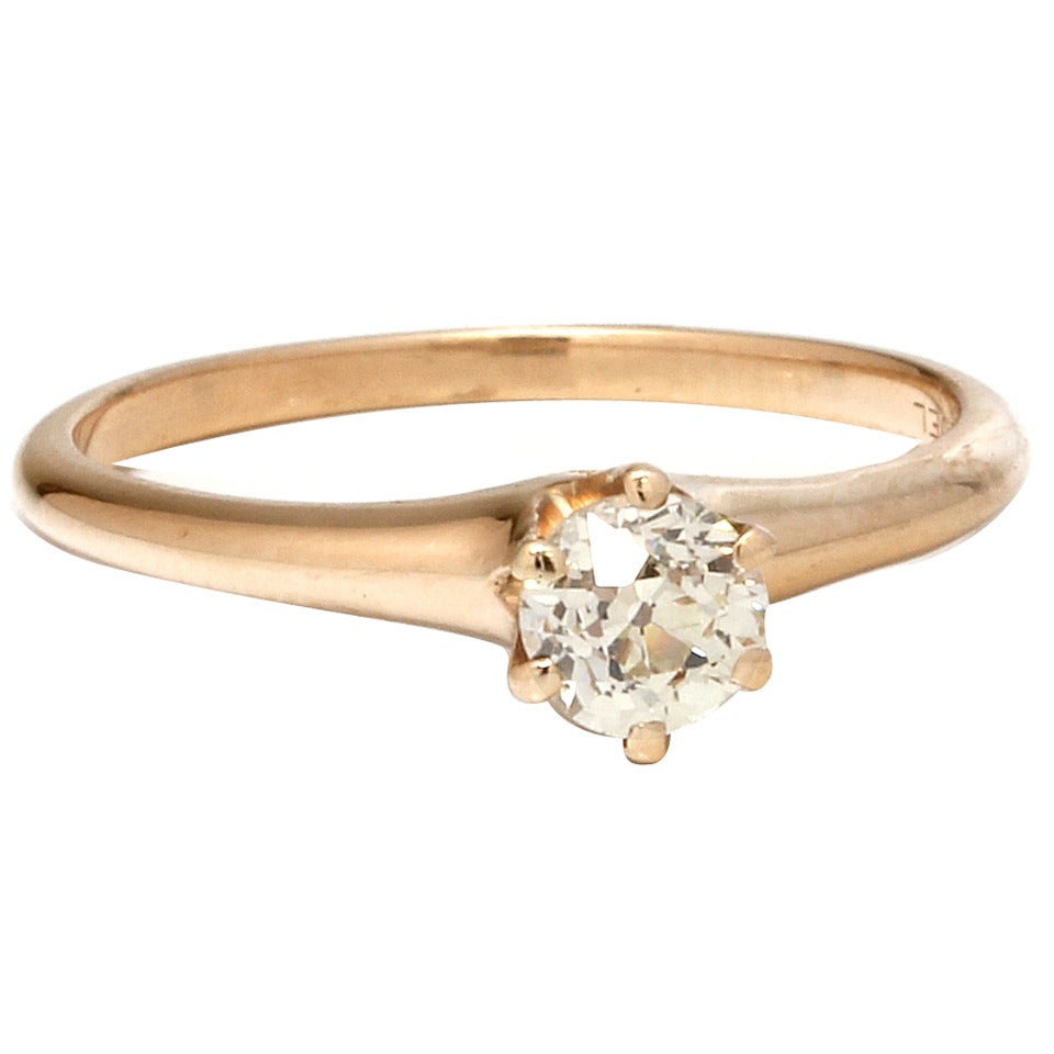 1900s Yellow Gold and Diamond Engagement Ring