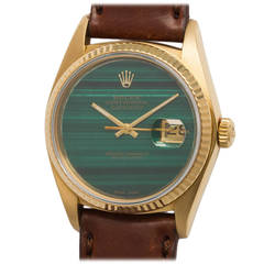 Rolex Yellow Gold Datejust Custome Malachite Dial Wristwatch Ref 16018