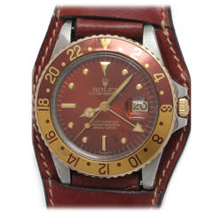 Vintage Rolex Stainless Steel Yellow Gold GMT-Master Wristwatch Ref 16750