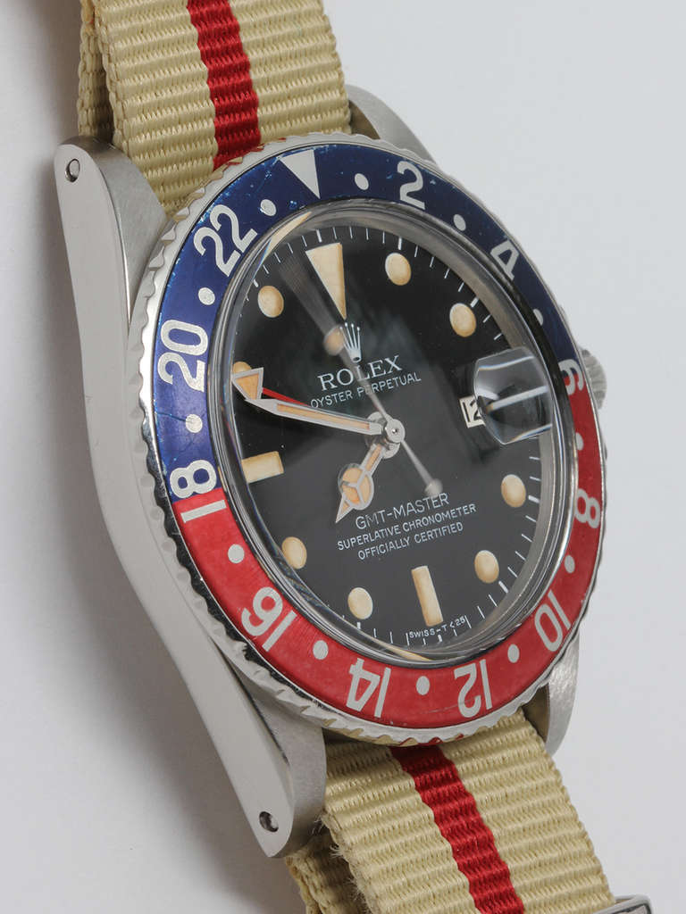 Rolex Stainless Steel GMT-Master Wristwatch Ref 1675 circa 1968