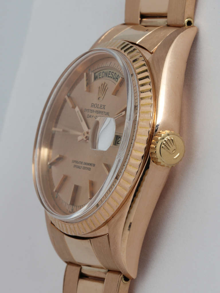 Rolex Rose Gold Day-Date Wristwatch Ref 1803 circa 1967 In Excellent Condition In West Hollywood, CA