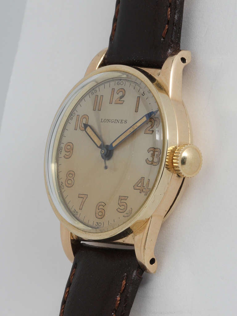 Longines Gold-Filled Wristwatch, circa 1940s In Excellent Condition In West Hollywood, CA