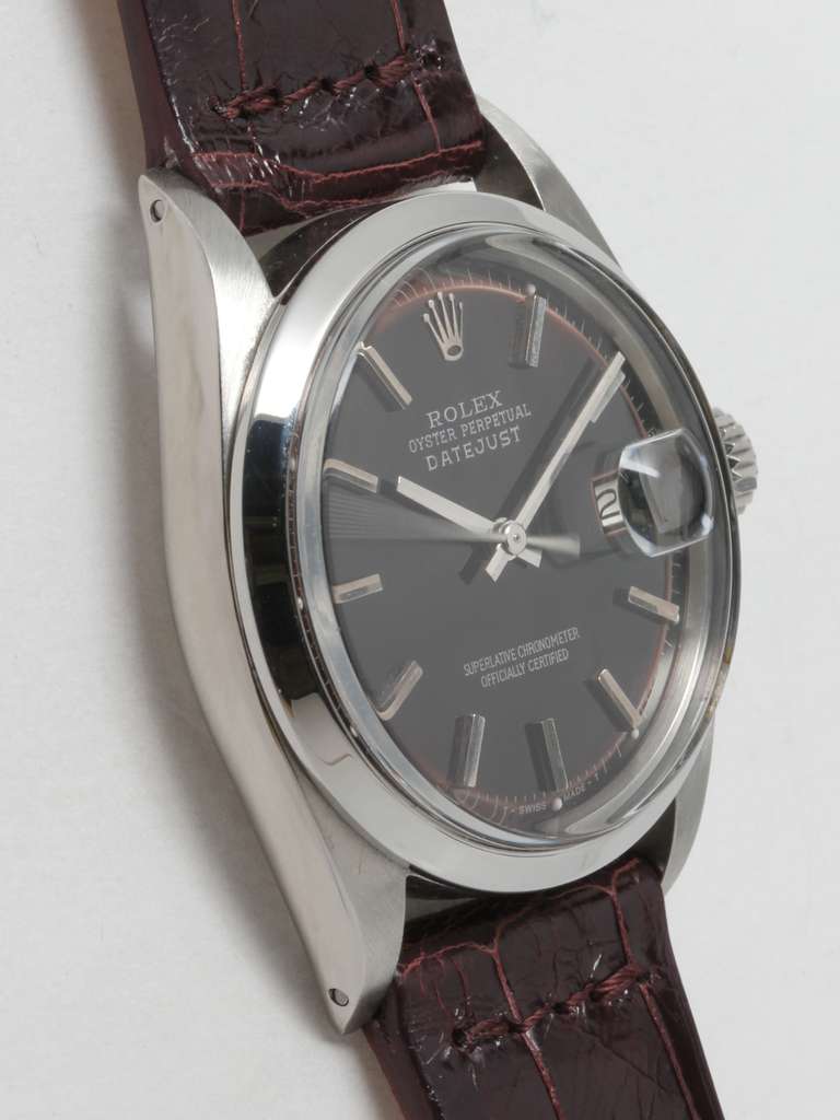 Rolex Stainless Steel Datejust Wristwatch with Custom-Colored Bronze Dial