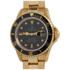 Retro Rolex Yellow Gold Submariner Wristwatch Ref 16618 circa 1991