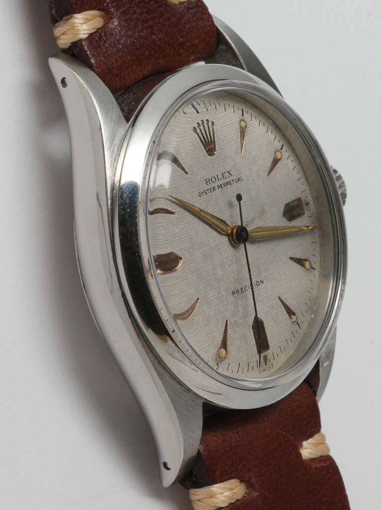 Rolex stainless steel pre-Explorer Oyster Perpetual wristwatch, Ref. 6298, serial number 92,XXX, circa 1953. 36mm so-called 