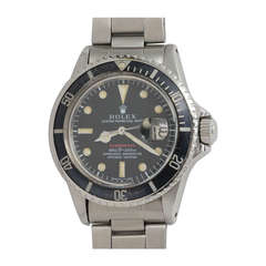 Retro Rolex Stainless Steel Red Submariner Wristwatch Ref 1680 circa 1970