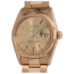 Retro Rolex Rose Gold Datejust Wristwatch Ref 1601 circa 1974