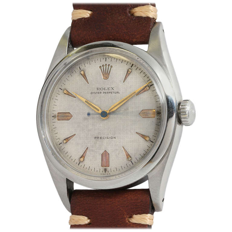 Rolex Stainless Steel Pre-Explorer Wristwatch Ref 6298 circa 1953