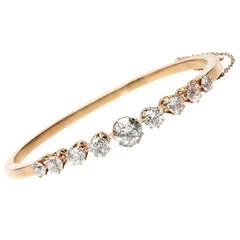 Hinged Yellow Gold and Diamond Bangle Bracelet