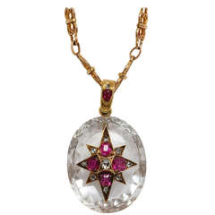 Victorian Rock Crystal, Ruby and Diamond Necklace 10