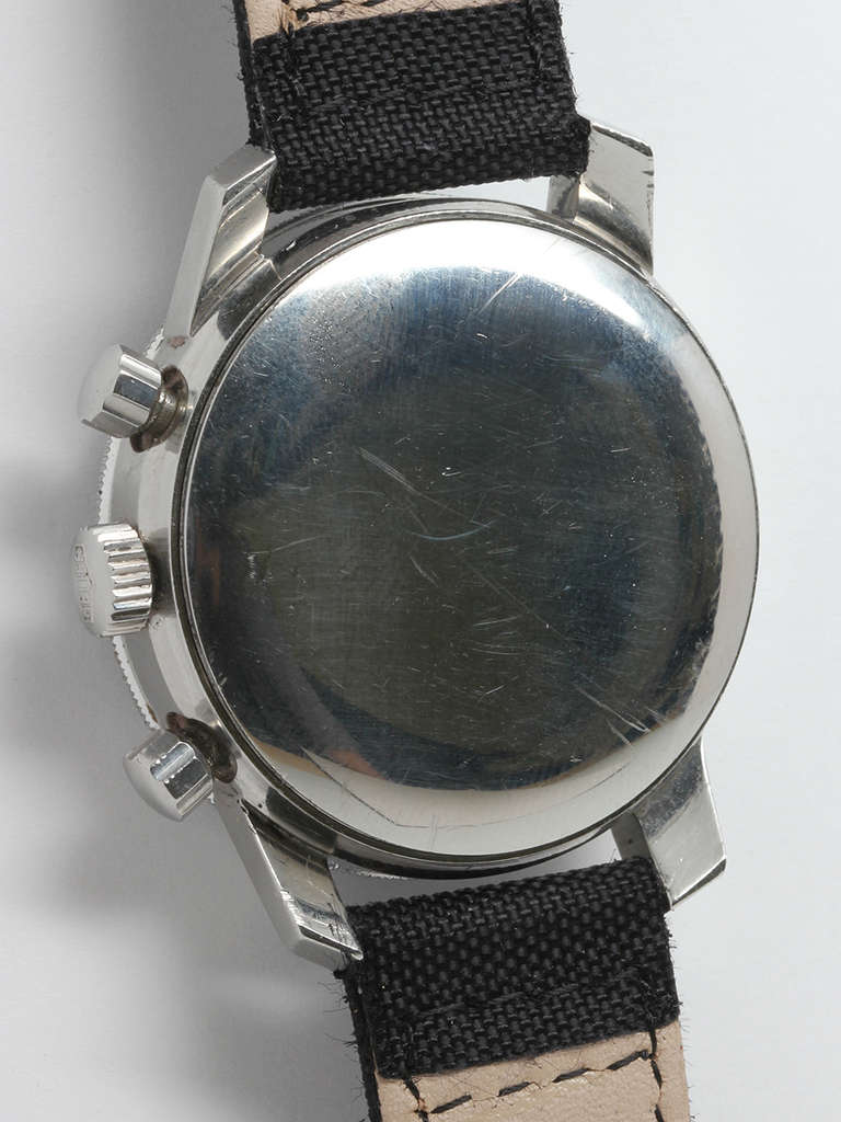 Men's Heuer Stainless Steel Autavia Chronograph Wristwatch circa 1960s