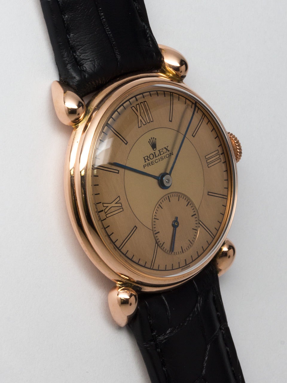 Rolex Rose Gold Precision Wristwatch at 1stDibs