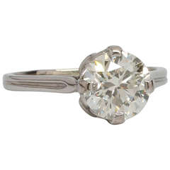 1930s Transitional Cut Round Diamond Platinum Engagement Ring 11