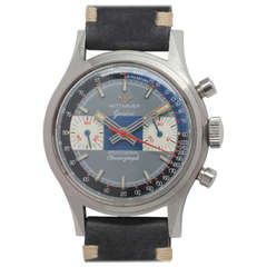 Retro Wittnauer Stainless Steel Chronograph Wristwatch circa 1970s