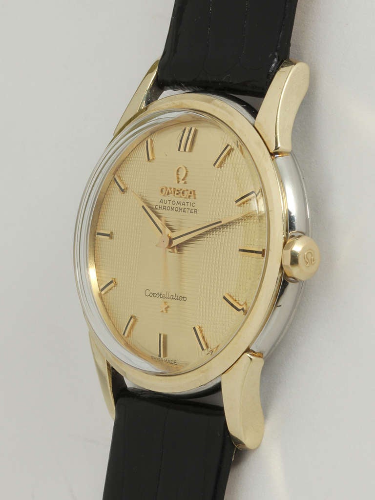 Omega Gilt Metal and Stainless Steel Constellation Wristwatch circa 1960s In Excellent Condition In West Hollywood, CA