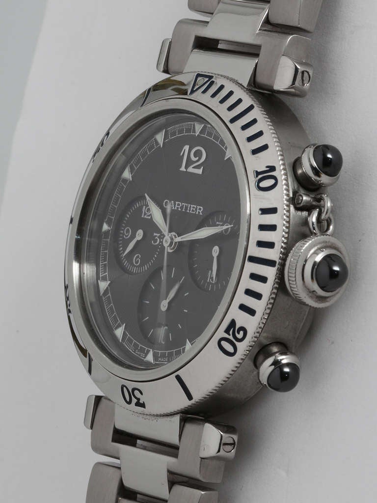 Cartier Stainless Steel Pasha Automatic Chronograph Wristwatch circa 1990s In Excellent Condition In West Hollywood, CA