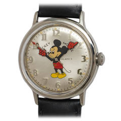 Helbros Stainless Steel Mickey Mouse Wristwatch circa 1970s