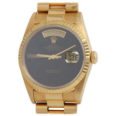 Rolex Yellow Gold Day-Date President Wristwatch with Onyx Dial circa 1990