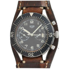Heuer Stainless Steel Bundeswehr Flyback Chronograph Wristwatch circa 1960s