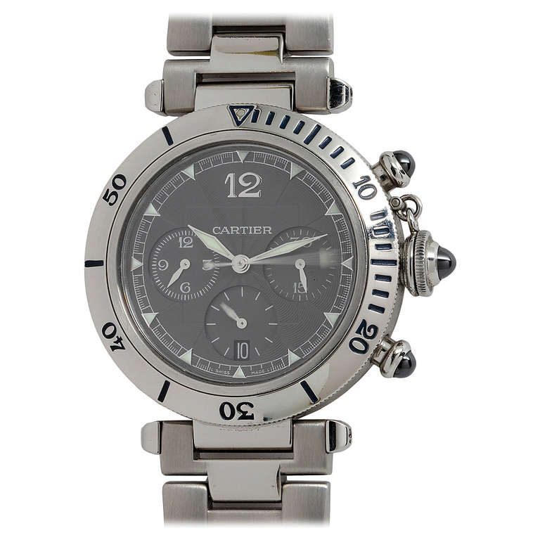 Cartier Stainless Steel Pasha Automatic Chronograph Wristwatch circa 1990s