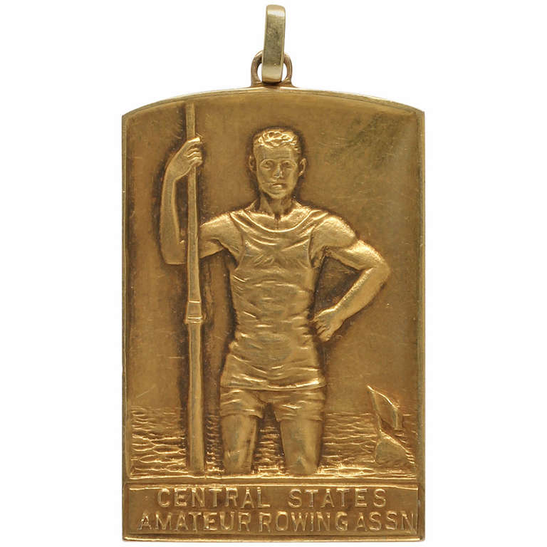 Vintage Rower's Gold  Awards Plaque Pendant circa 1920