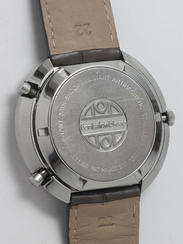 Men's Hamilton Stainless Steel Fontainebleau Chronograph Wristwatch circa 1970
