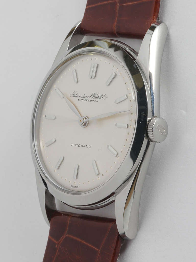 IWC Stainless Steel Automatic Wristwatch circa 1950s In Excellent Condition In West Hollywood, CA