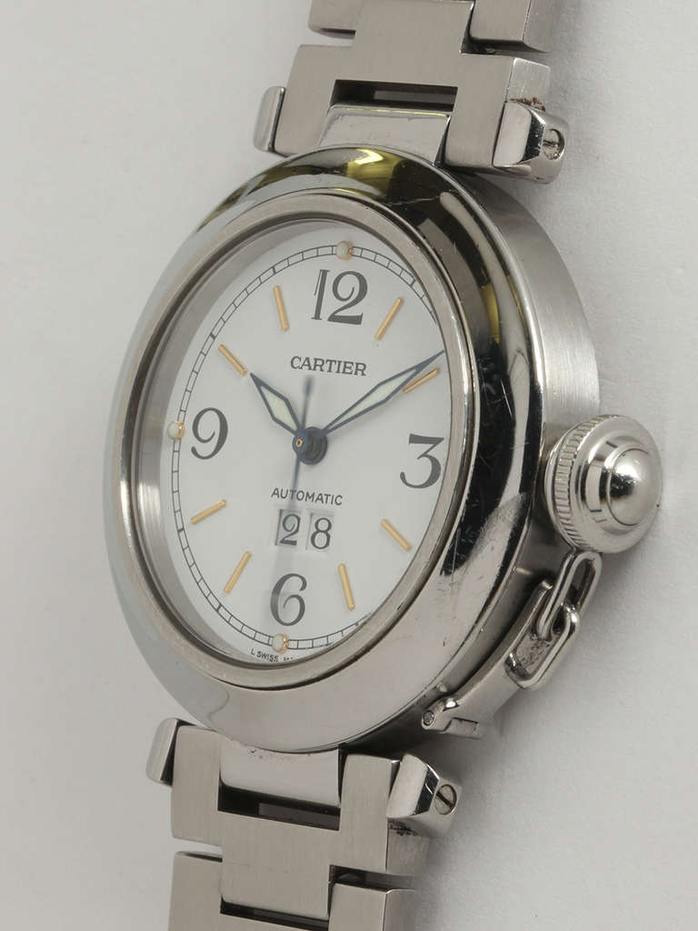 Cartier Lady's Stainless Steel Pasha C Big Date Wristwatch circa 2005 In Excellent Condition In West Hollywood, CA