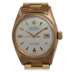 Rolex Rose Gold Oyster Perpetual Datejust Wristwatch Ref 6305