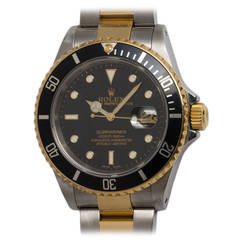 Rolex Yellow Gold Stainless Steel Submariner Wristwatch Ref 16613