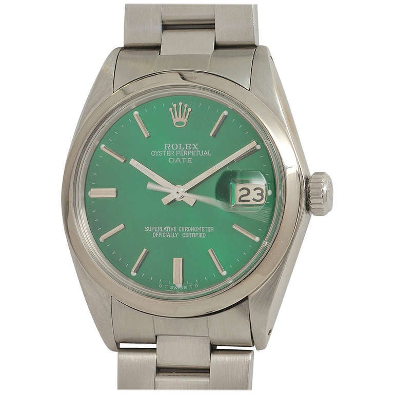 Rolex Stainless Steel Date Wristwatch with Custom-Colored Dial circa 1986