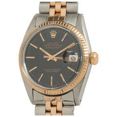 Vintage Rolex Stainless Steel and Rose Gold Datejust Wristwatch Ref 1601 circa 1969