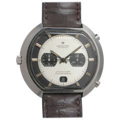 Retro Hamilton Stainless Steel Fontainebleau Chronograph Wristwatch circa 1970