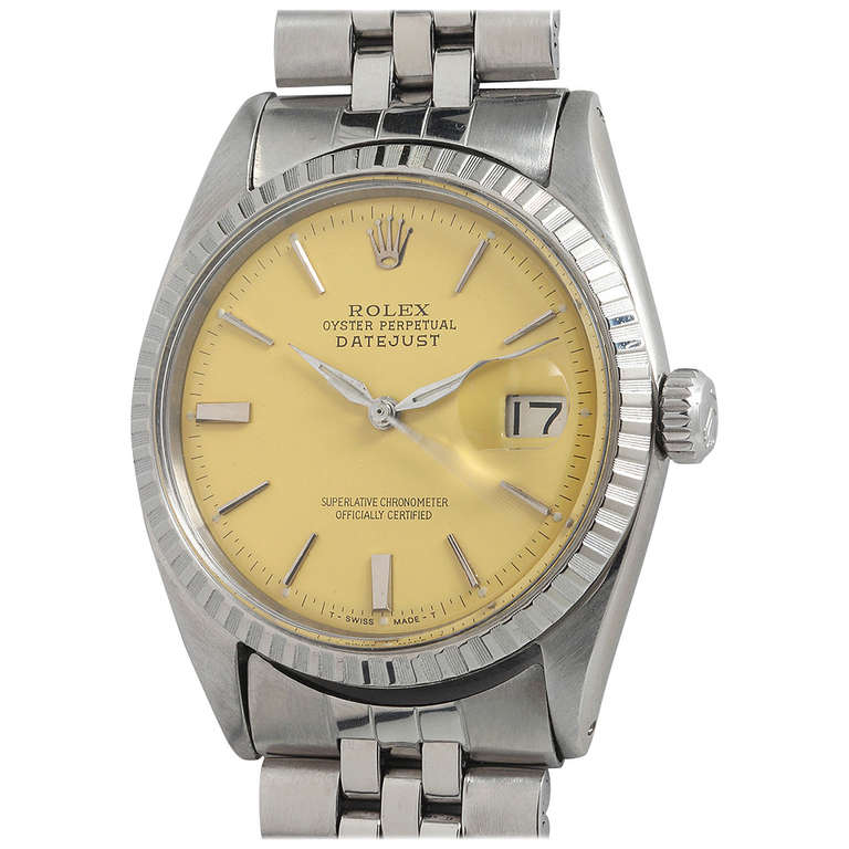 Rolex Stainless Steel Datejust Wristwatch with Custom-Colored Dial circa 1961