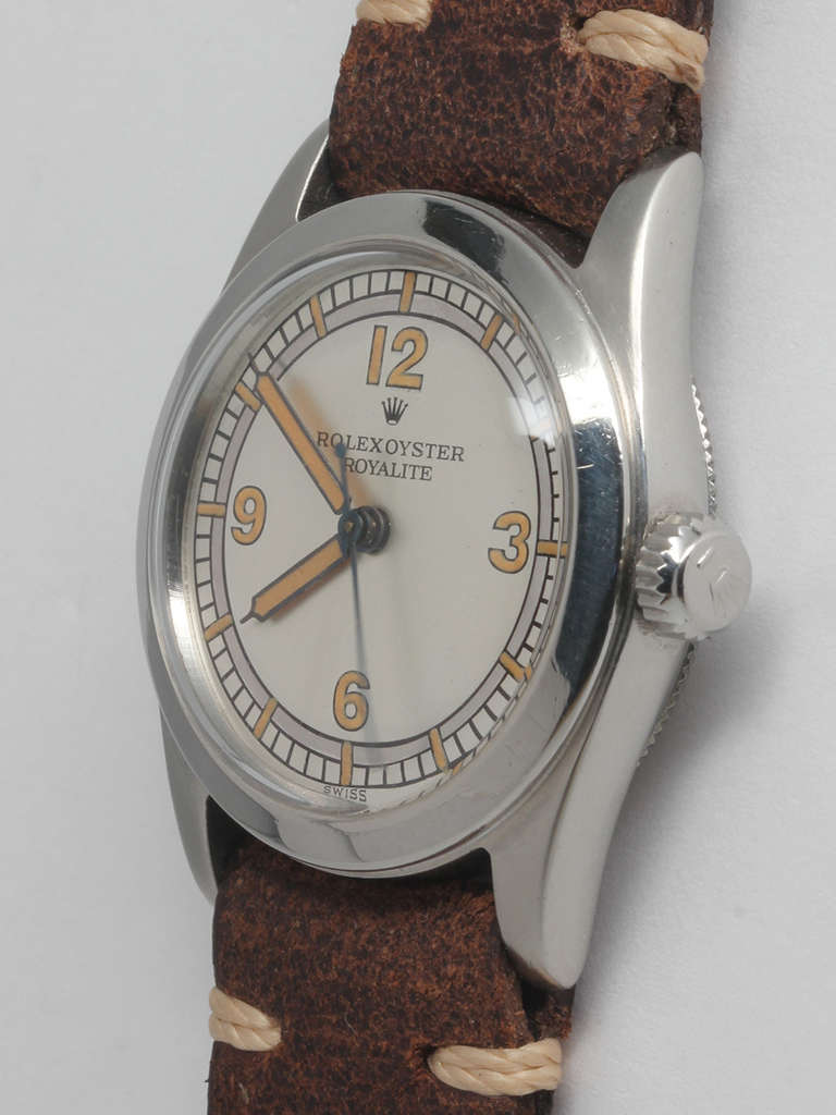 Rolex Stainless Steel Royalite Wristwatch Ref 4240 circa 1945 In Good Condition In West Hollywood, CA