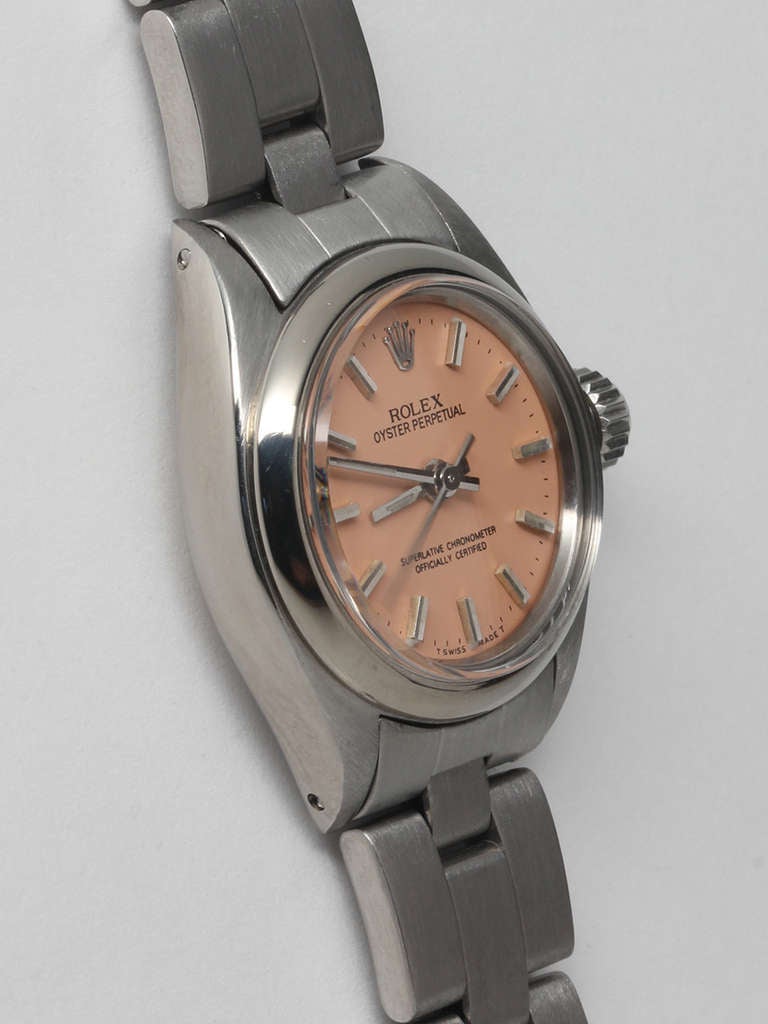 Rolex Lady's Stainless Steel Wristwatch with Custom-Colored Dial circa 1982