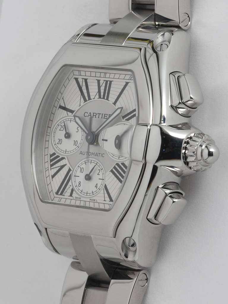 Cartier Stainless Steel Roadster Chronograph Wristwatch circa 2000s In Excellent Condition In West Hollywood, CA