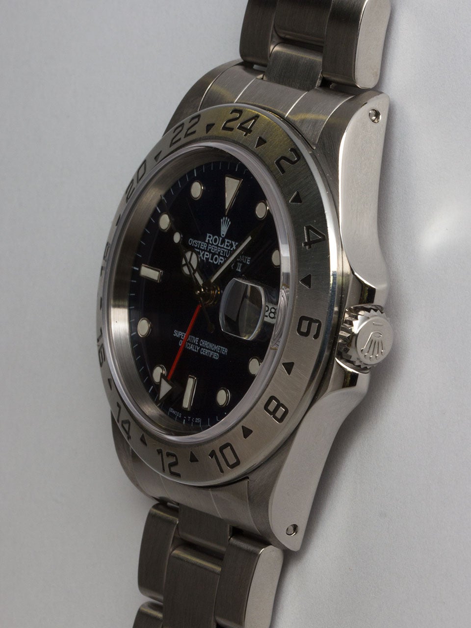 Rolex Stainless Steel Explorer II Custom Dial Automatic Wristwatch Ref 16570 In Good Condition In West Hollywood, CA