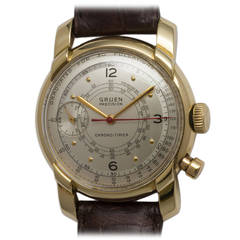 Gruen Yellow Gold Chrono-Timer Wristwatch